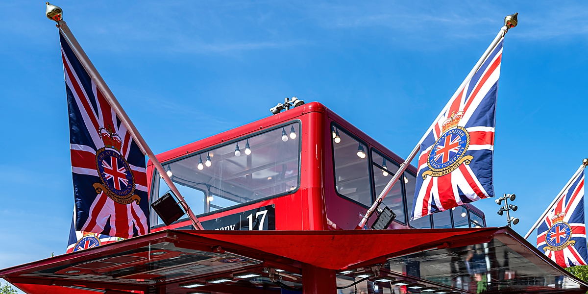London red bus and union jacks